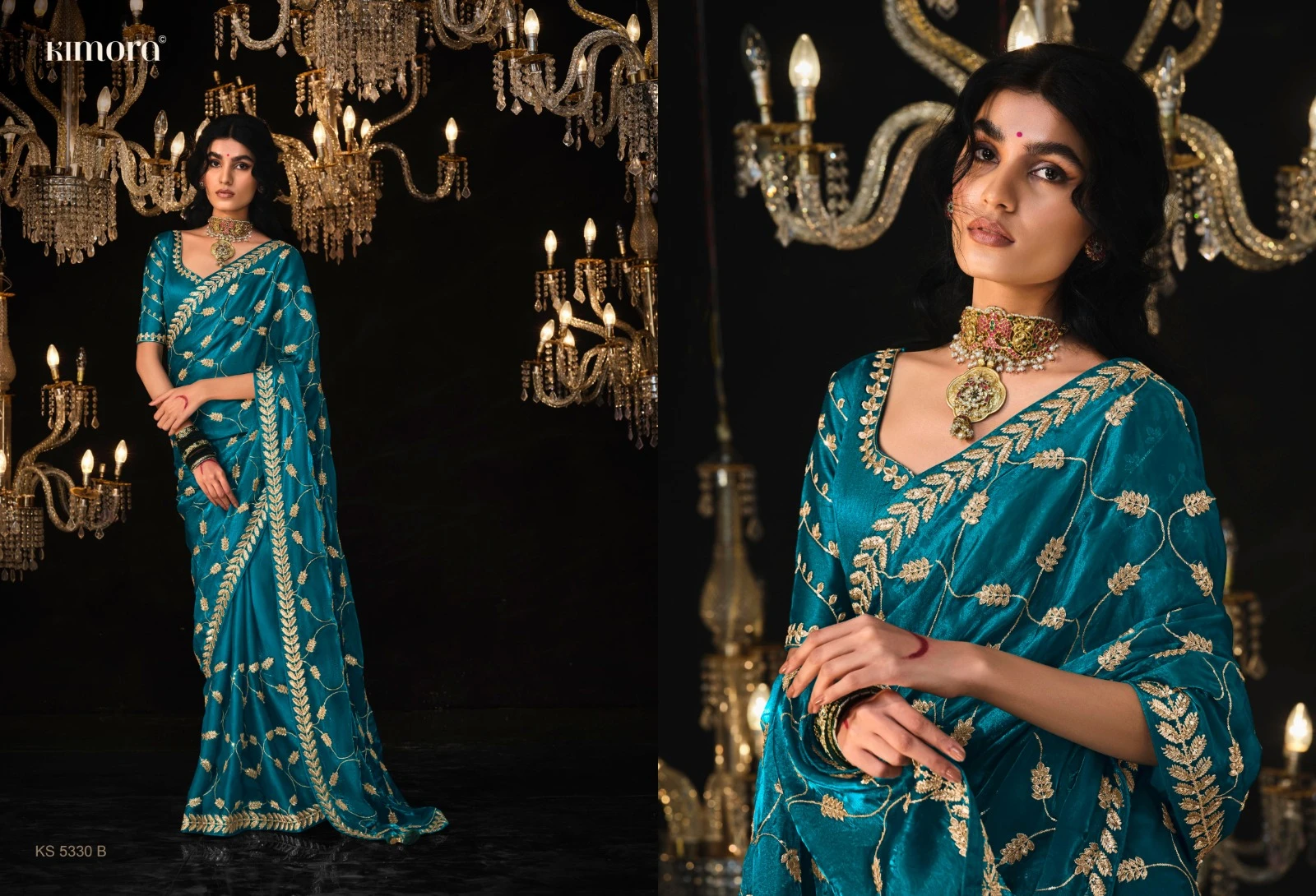 Kimora 5330 Colours Tissue Silk Wholesale Designer Sarees Catalog — Wholesale Sarees, Kimora wholesale from Surat - Gallery Image 5